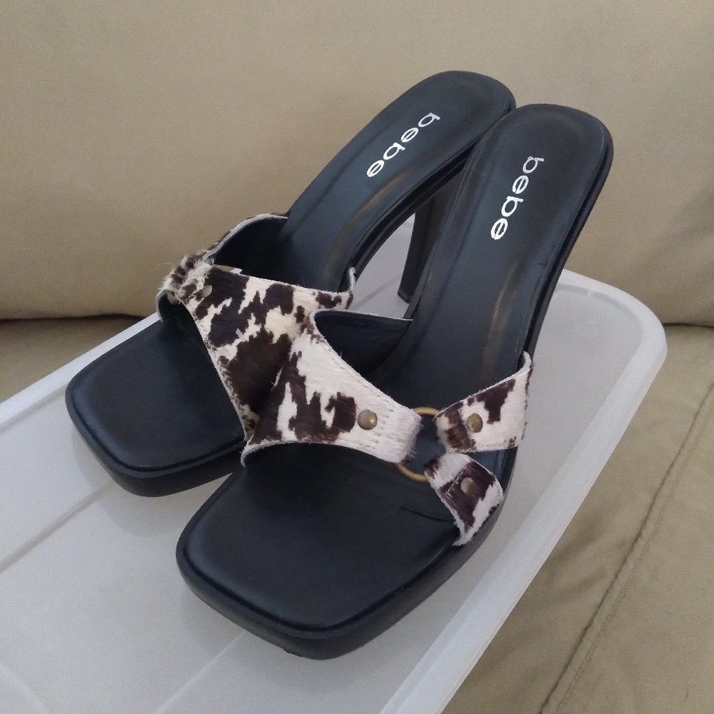 Bebe leather and fur heels - Size 7.5